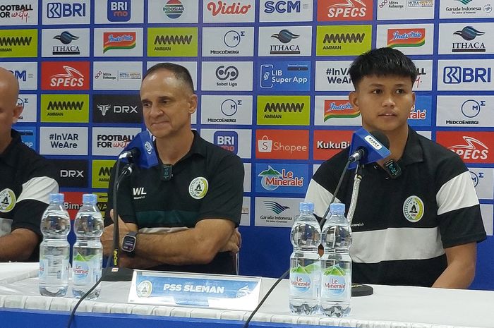 Striker PSS Sleman, Hokky Caraka, saat memberikan keterangan kepada media pasca laga melawan Arema FC, Jumat (20/9/2024).