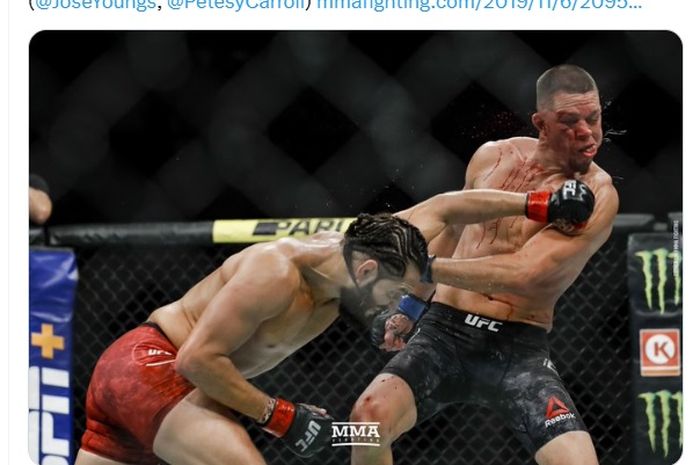 Duel Jorge Masvidal kontra Nate Diaz dalam laga perdana perebutan sabuk BMF di UFC 244, 2 November 2019 di New York.