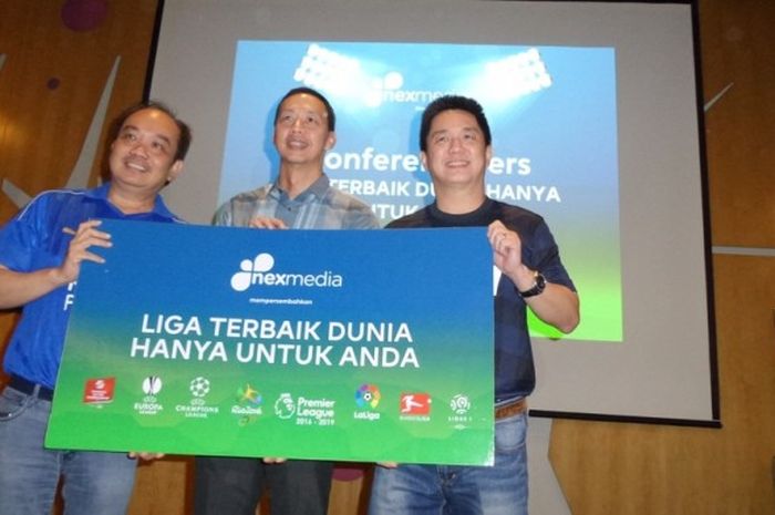 Acara peluncuran Nexmedia sebagai televisi berbayar yang menyiarkan liga-liga terbaik di dunia, yang berlangsung di Brewerkz Bar & Grill, Senayan City, Jakarta, 3 Agustus 2016.