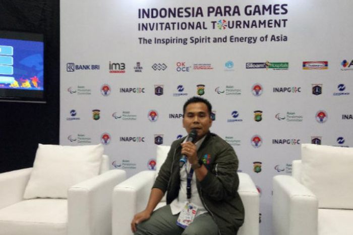 Cristofer MS, Ketua Klasifikasi Indonesia, dalam konferensi pers di area Stadion Utama Gelora Bung Karno pada Selasa (3/7/2018).