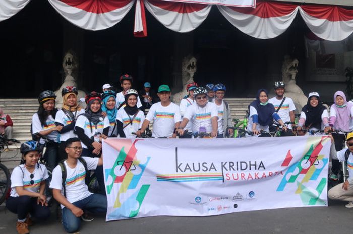 Para Peserta Kausa Kridha Surakarta FunBike jelang acara dimulai, Minggu (2/8/2018).