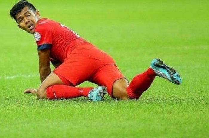 Striker Singapura, Khairul Amri mencetak satu gol saat The Lions dikalahkan timnas Kamboja pada uji coba internasional di Phnom Penh, Kamis (28/7/2016) malam. 