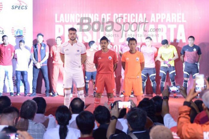 Peluncuran jersey musim 2018 Persija Jakarta di Spring Hill, Kemayoran, Jakarta Pusat, Jumat (2/2/2018).