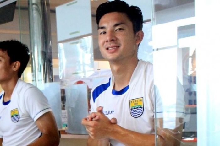 Pemain Persib, Kim Jeffrey Kurniawan, seusai sesi latihan Maung Bandung, Selasa (8/3/2016).