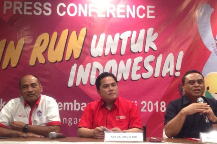 Konferensi Pers Asian Games 2018 Fun Run di Jakarta, Kamis (28/6/2018).