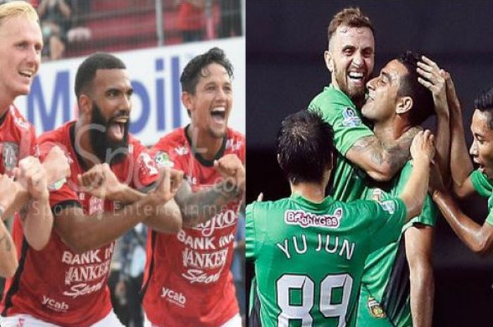 Calon Juara Liga 1, Bali United (kiri) dan Bhayangkara FC (kanan).