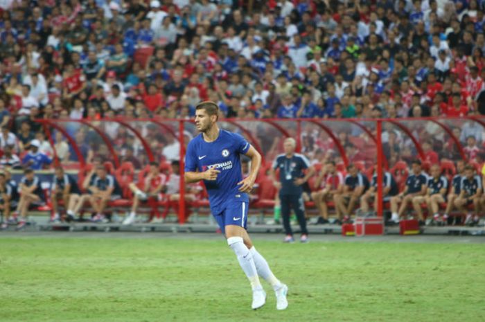 Alvaro Morata bermain dalam ajang ICC melawan Bayern Muenchen di Singapura (25/7/2017)