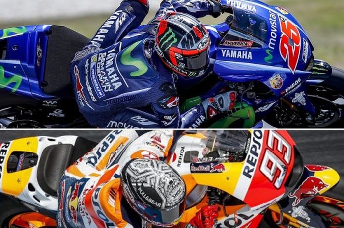 Maverick Vinales (atas) dan Marc Marquez, keduanya sama cepat dan sama konsisten.