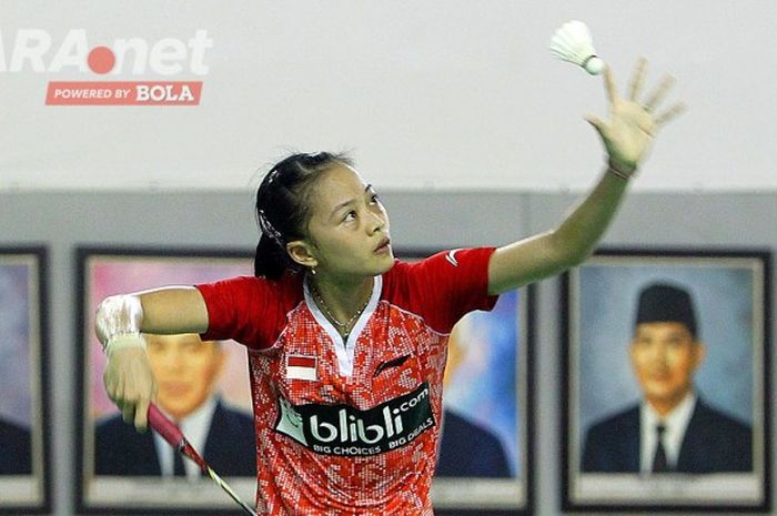 Fitriani, tunggal putri berperingkat tertinggi Indonesia di ranking BWF, saat berlatih di Pelatnas PBSI Cipayung.