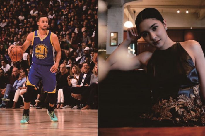 Stephen Curry (kiri) dan Mikha Tambayong