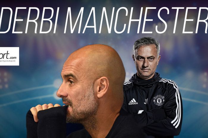 Manajer Manchester United, Jose Mourinho, dan manajer Manchester City, Pep Guardiola.