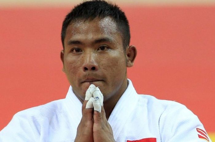 Pejudo pelatnas Olimpiade, Horas Manurung, turun di kelas -90 kg putra dalam SEA Games Myanmar 2013 yang digelar di Nay Pyi Taw, Myanmar, 24 Desember 2013.