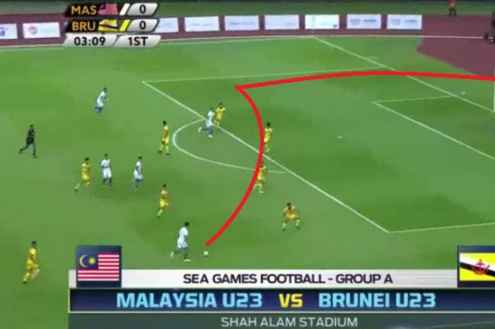 Proses gol pemain Malaysia saat berhadapan dengan Brunai