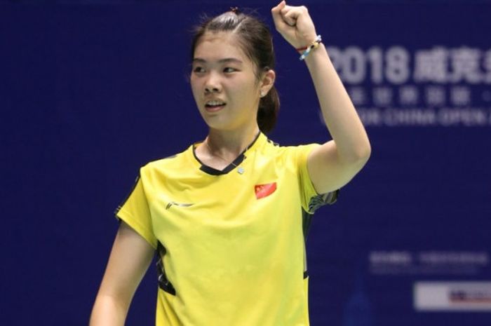 Pebulu tangkis tunggal putri Gao Fangjie (China) berhasil mengalahkan unggulan pertama Tai Tzu Ying (Taiwan) pada babak pertama China Open 2018 di Olympic Sports Center Xincheng, Changzhou, China, Rabu (20/9/2018).