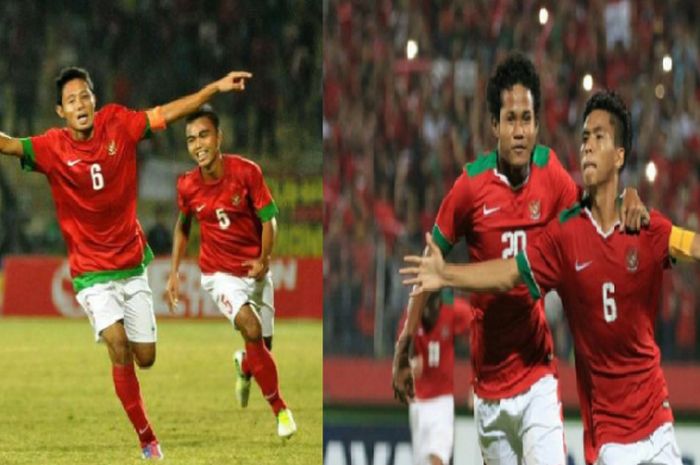 Kolase foto Evan Dimas Darmono (kapten timnas U-19 Indonesia 2013) dan David Maulana (kapten timnas U-16 Indonesia 2018).