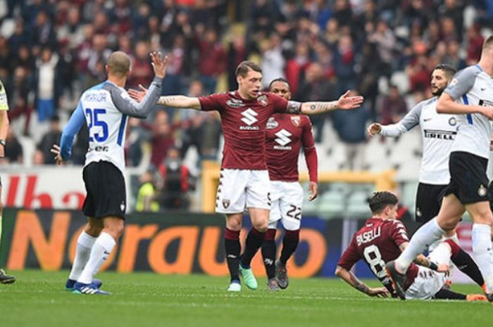 Laga Torino versus Inter Milan di Stadio Olimpico Grande Torino, Minggu (8/4/2018), dalam lanjutan Liga Italia.