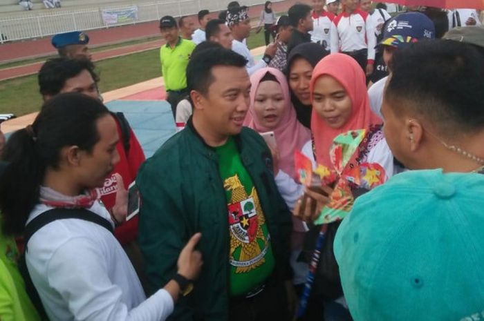 Menpora Imam Nahrawi  di acara puncak Kirab Pemuda 2018 di Lapangan Atletik, GOR Rawamangun, Jakarta