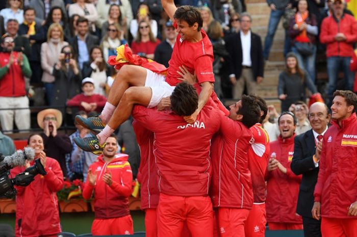 Tim Tenis Spanyol melaju ke semi-final Davis Cup pasca mengalahkan tim Jerman, pada Minggu (8/4/2018) di Valencia, Spanyol.