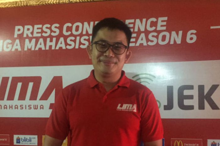 CEO Liga Mahasiswa, Ryan Gozali, pada konferensi pers Liga Mahasiswa Season 6 di Jakarta, Selasa (27/2/2018).