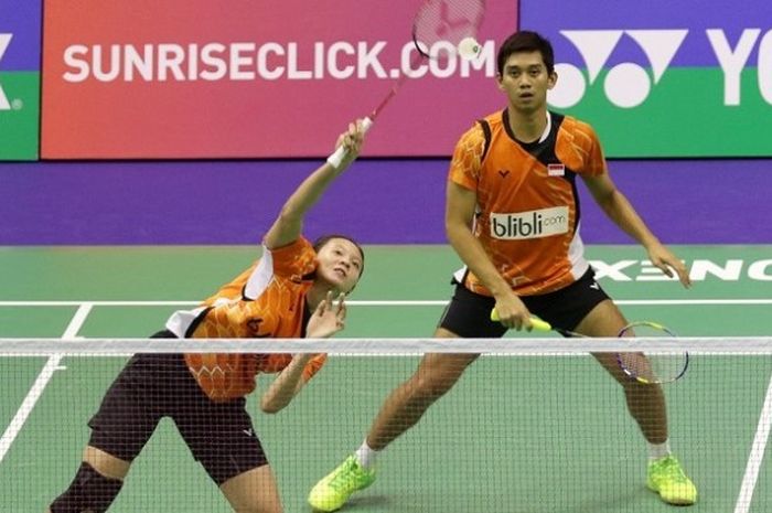 Pasangan ganda campuran Indonesia, Alfian Eko Prasetya/Annisa Saufika, saat menjalani laga babak pertama Hong Kong Terbuka yang berlangsung di Hong Kong Coliseum, Rabu (23/11/2016).