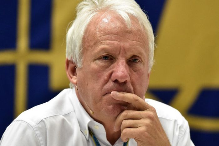 Race Director balapan Formula 1 (F1) Charlie Whiting menghadiri konferensi pers di Sochiautodrom, So