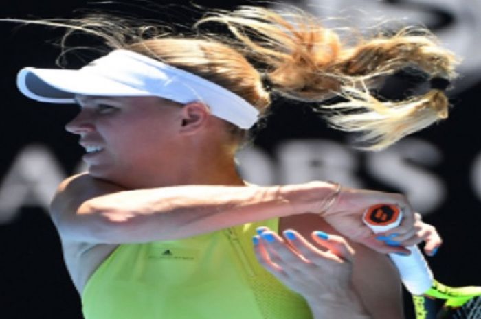 Caroline Wozniacki saat tampil pada babak kedua Australian Open 2018, Rabu (17/1/2018).