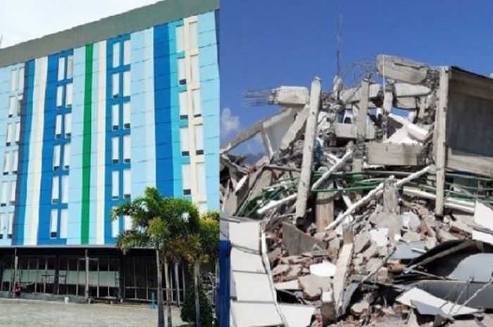 Hotel Roa Roa yang ada di Palu, Sulawesi Tengah rata dengan tanah pasca gempa.