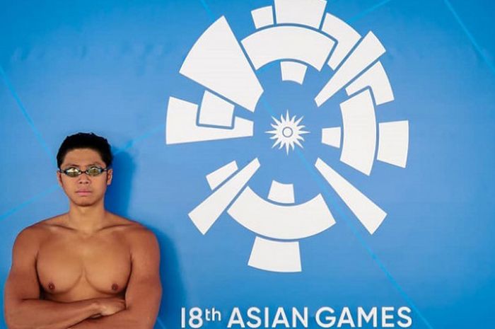 Glenn Victor Sutanto saat berpose di Aquatic Center GBK, Jakarta, saat persiapan Asian Games 2018.