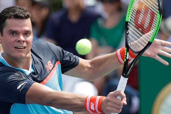 Petenis tunggal putra Kanada, Milos Raonic, saat tampil pada US Open 2018.