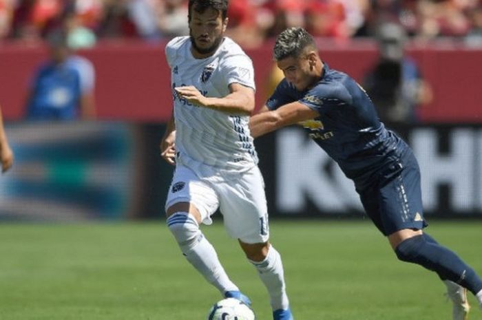 Andreas Pereira tampil apik saat Manchester United berhadapan dengan San Jose Earthquakes di Stadion Levi's, 22 Juli 2018. 
