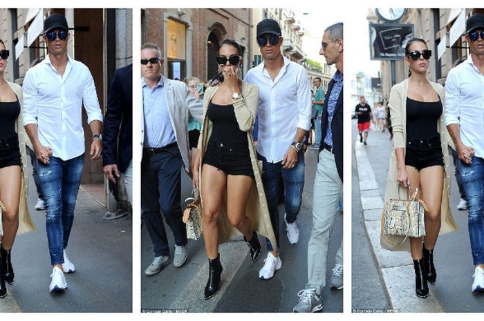  Cristiano Ronaldo dan Georgina Rodriguez sedang berada di sebuah pusat perbelanjaan di Milan, Italia, Minggu (5/8/2018) 