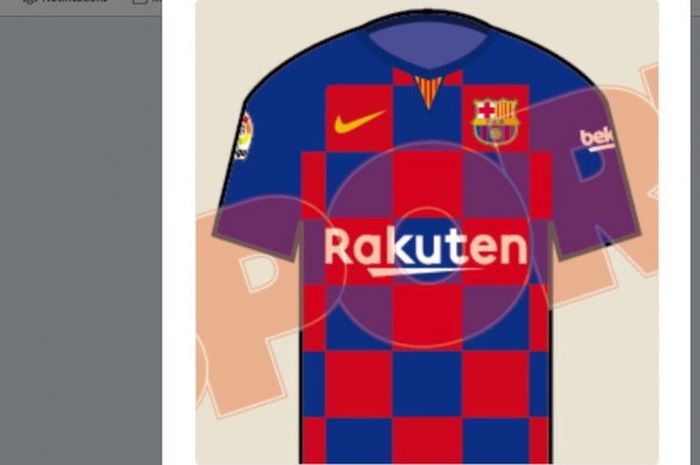 Ilustrasi desain jersey Barcelona musim 2019/2020