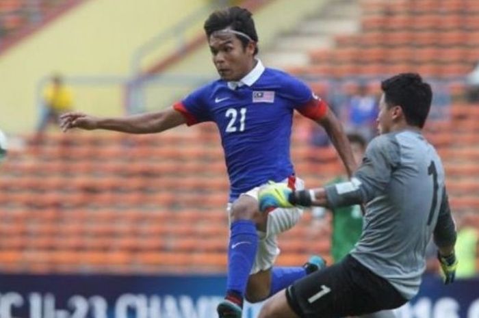 Bek kiri Nazirul Naim Che Hashim saat membela timnas U-23 Malaysia. 
