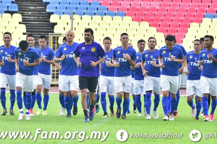 Kiko Insa saat latihan bersama Timnas Malaysia di Stadion Hang Jebat, Melaka, Malaysia, Rabu (16/8/2