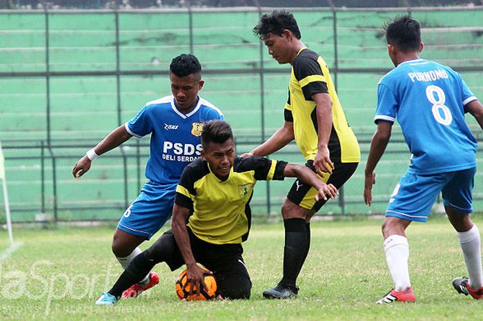 Laga final Liga 3 Asprov PSSI Sumut antara PSDS versus Medan Utama, Minggu (5/8/2018) di Stadion Teladan.