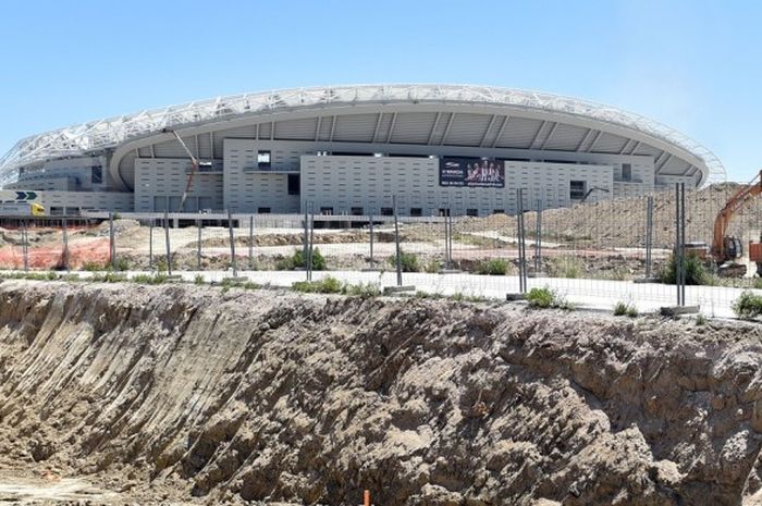 Pemandangan stadion baru milik Atletico Madrid, Wanda Metropolitano, yang difoto pada 24 Mei 2017. 
