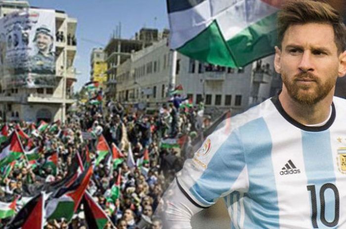 Foto, ilustrasi Lionel Messi dan penduduk Israel