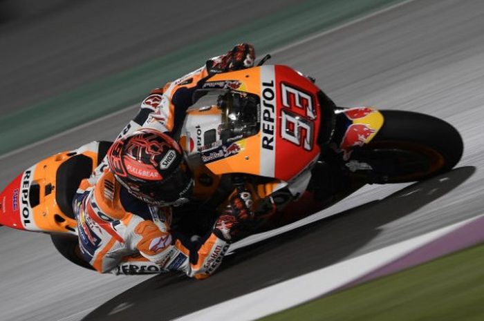 Marc Marquez saat tes pramusim Qatar di Sirkuit Losail, Qatar, Kamis (1/3/2018).