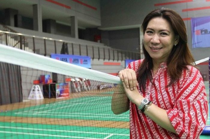 Kabid Binpres PP PBSI Susy Susanti, berpose di GOR PB Jaya Raya, Tangerang Selatan, 17 Desember 2016