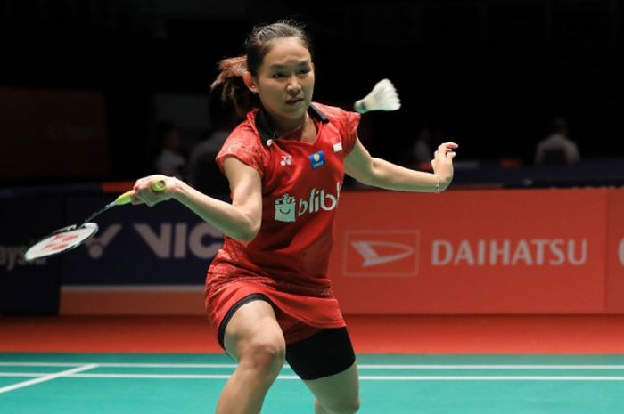 Pebulu tangkis tunggal putri Indonesia, Ruselli Hartawan, berlaga pada babak kualifikasi Malaysia Ma