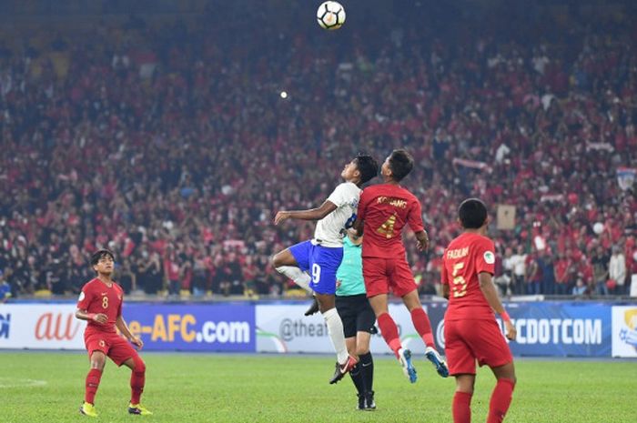 Timnas U-16 Indonesia berhadapan dengan India pada laga pamungkas Grup C Piala Asia U-16 2018 di Stadion Bukit Jalil, 27 September 2018. 