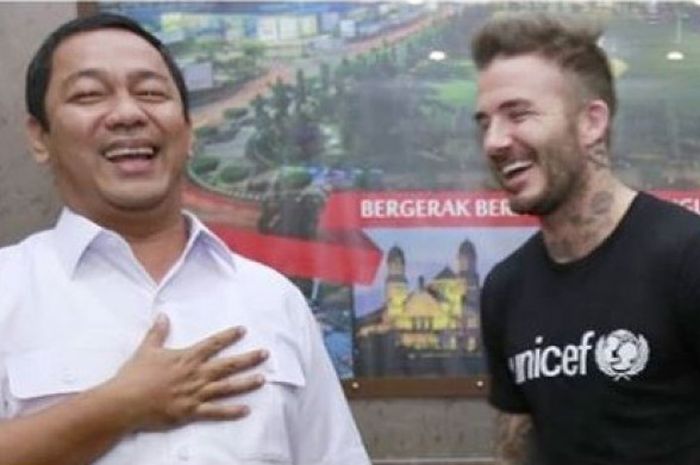 Wali kota Semarang, Hendrar Prihadi dan David Beckham.