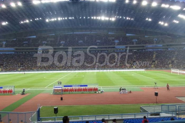 Suasana Stadion Shah Alam jelang laga semifinal antara timnas Indonesia dan Malaysia, Sabtu (26/8/2017). 