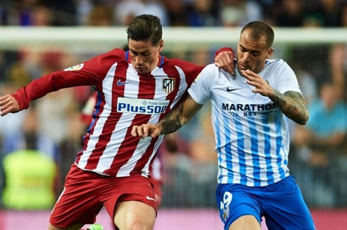 Penyerang Malaga, Sandro Ramirez, dalam laga kontra Atletico Madrid di La Rosaleda pada 1 Aprtil 2017