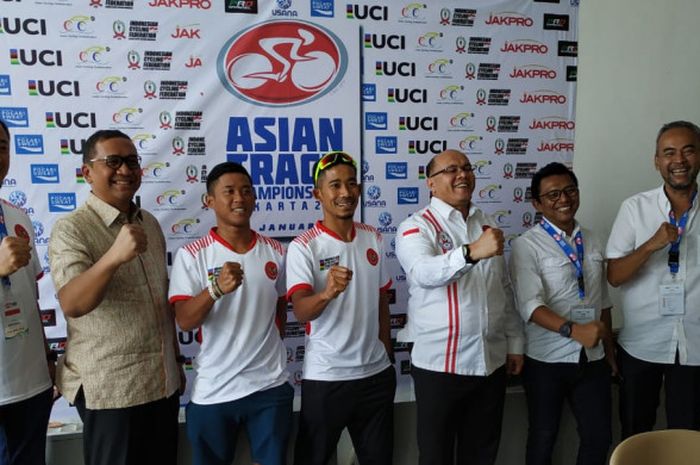 Suasana konferensi pers Asian Track Championships 2019 digelar di Jakarta International Velodrome, Rawamangun, Jakarta Timur, Senin (7/1/2019).