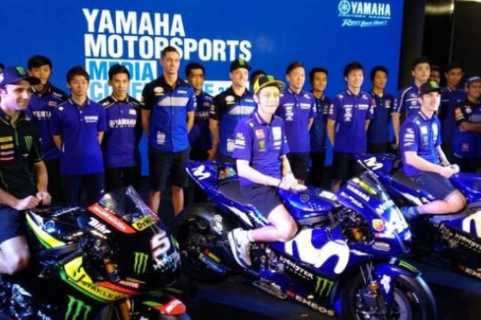 Yamaha memperkenalkan line up pebalap mereka di berbagai kompetisi dunia, di Sirkuit Internasional Buriram, Thailand, Kamis (15/2/2018).