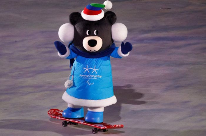 Bandabi, Maskot Paralimpiade Musim Dingin Pyeongchang 2018, di Upacara Pembukaan pada Jumat (9/3/2018).