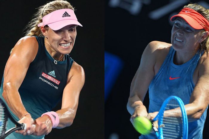 Angelique Kerber (kiri) dan Maria Sharapova (kanan) saat tampil pada ajang Australian Open 2019.