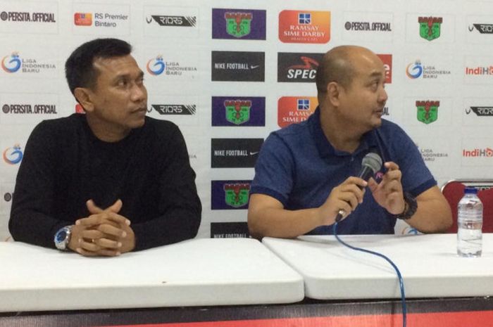 Widodo C putro diperkenallan sebagai pelatih Persita pada Liga 2 2019 di Stadion Sport Centre Kelapa