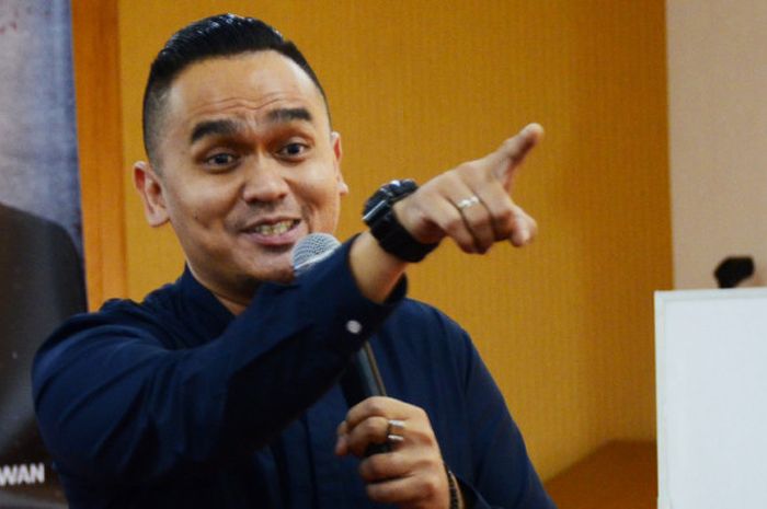 Presenter olahraga, Valentino Simanjuntak, saat berbicara soal kariernya di salah satu hotel di Jakarta, Sabtu (15/9/2018). 